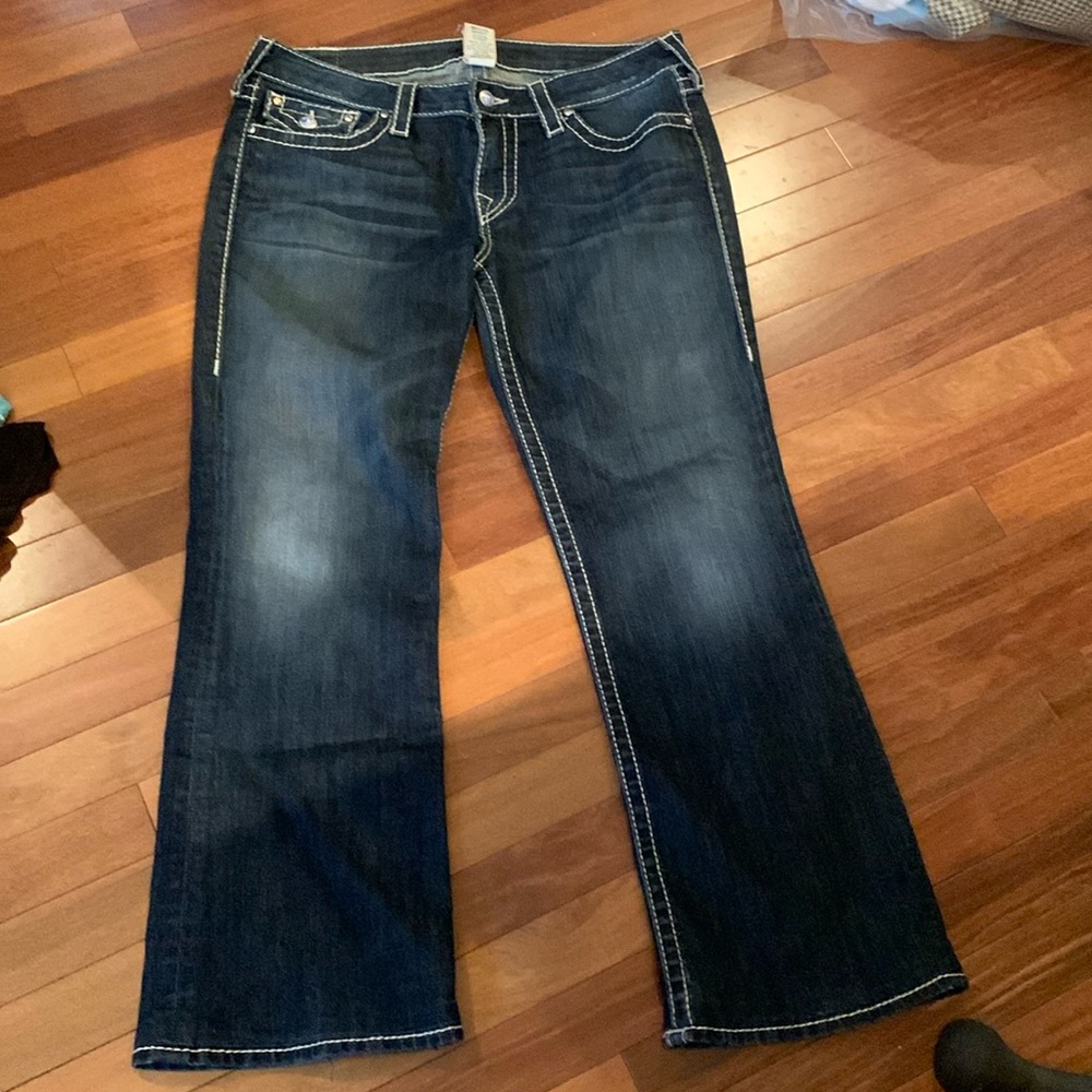 Denim True Religion jeans. Retro and professionally hemmed. Awesome jeans.